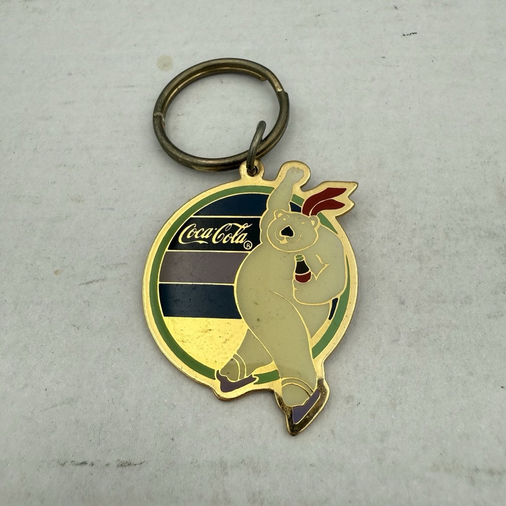 Vintage Coca-Cola Polar‎ Bear Souvenir Keychain Metal Keyring